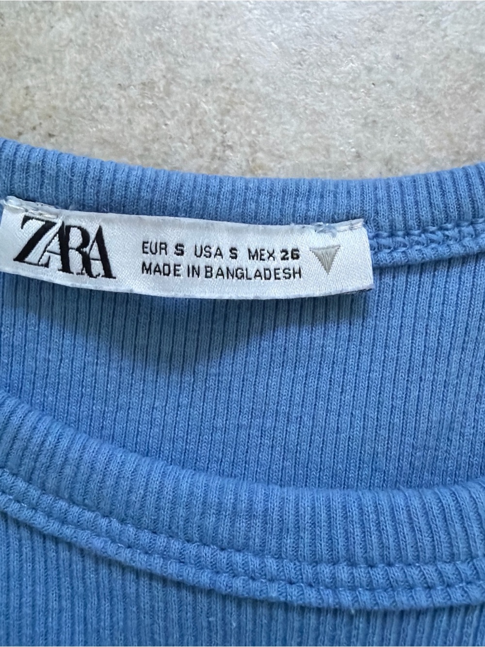 Zara Blue Ribbed Crop Tank Top - Picture 3 of 3